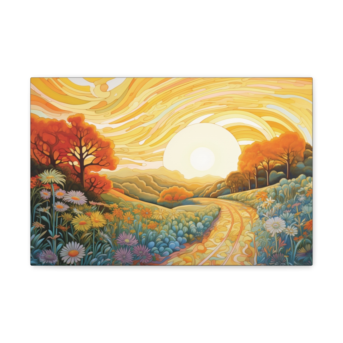Trippy Nature Art Canvas Print: Blissful Sunshine
