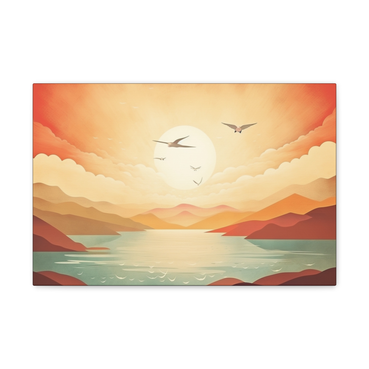 Boho Sun Art Canvas Print: Graceful Wings